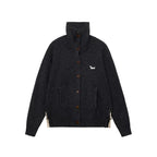 Wool Blend Embroidered Turtleneck Cardigan