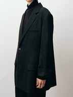Raw Wool Blend Tailored Blazer