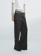 Layered Faux-Skirt Wide-Leg Trousers