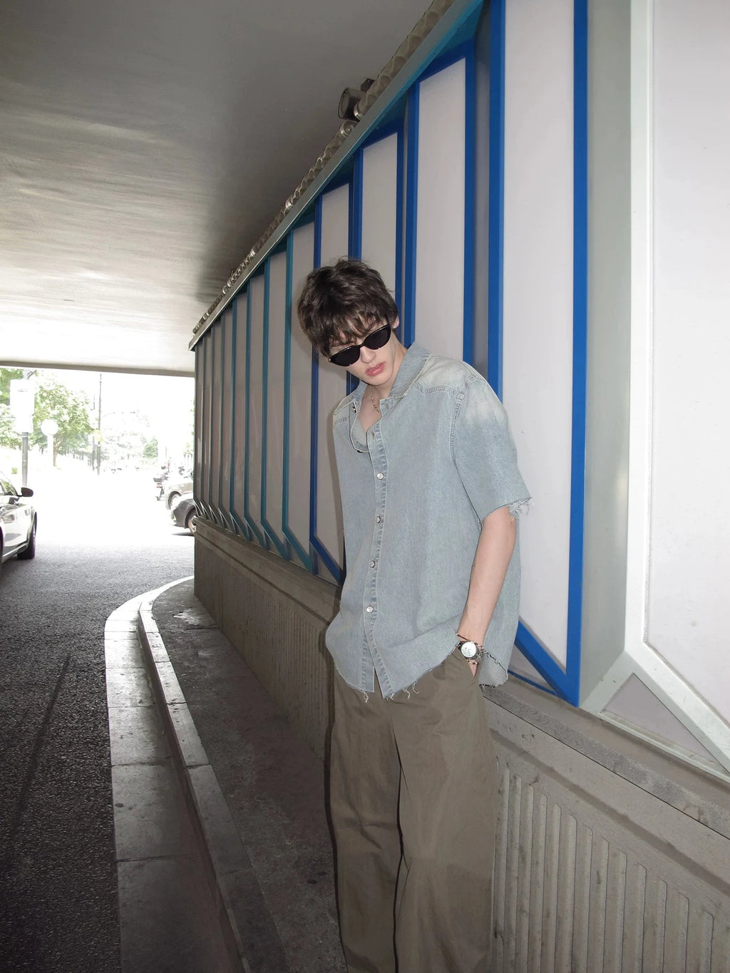 Washed Denim Short Sleeve Shirt