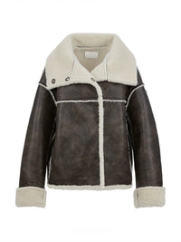 Oversized Shearling-Lined Leather Coat