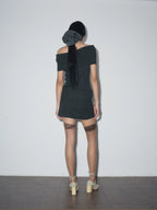 Asymmetric Cotton T-Shirt With Plaid Detail