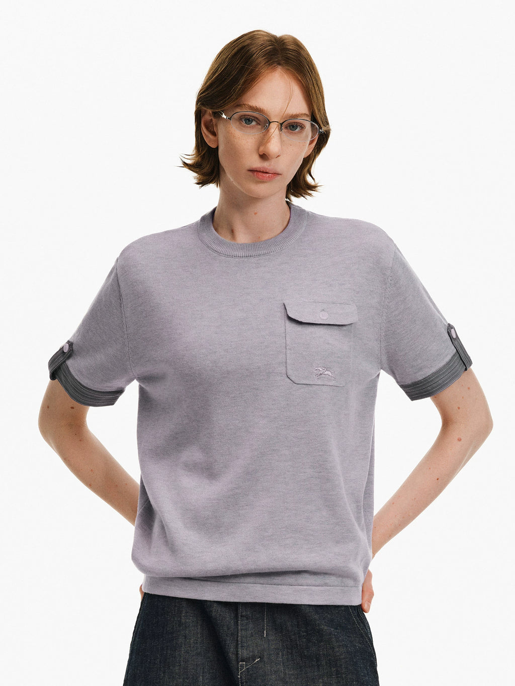 Silk Wool Blend Pocket Knit Top