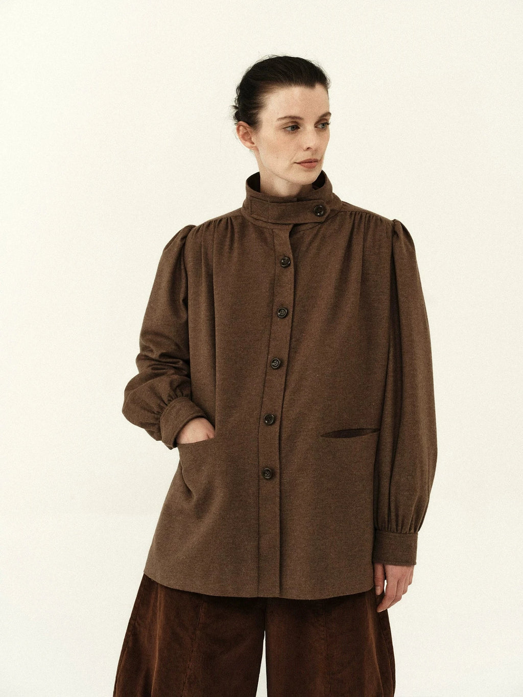 Wool Blend Pleated Shoulder Jacket