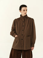 Wool Blend Pleated Shoulder Jacket