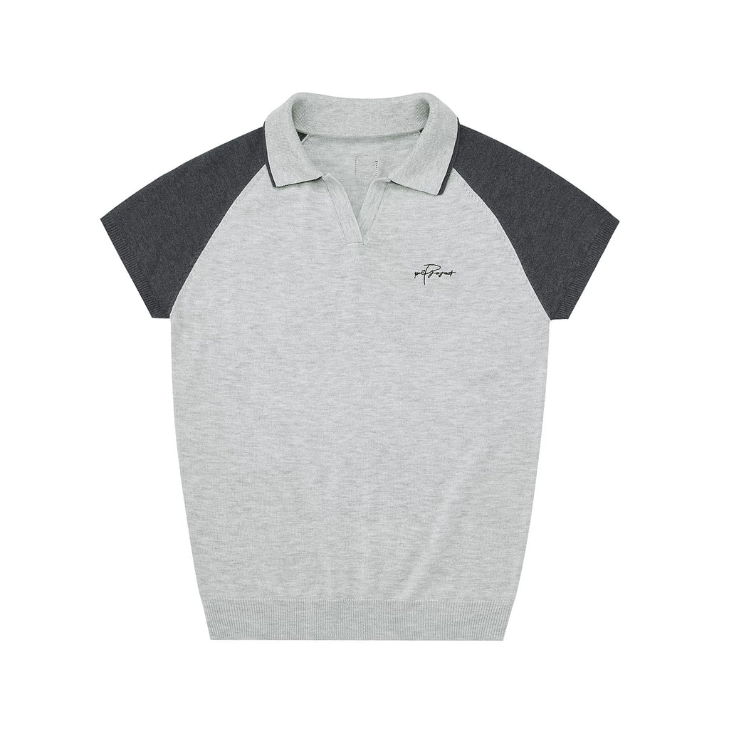 Raglan Knit Polo Shirt