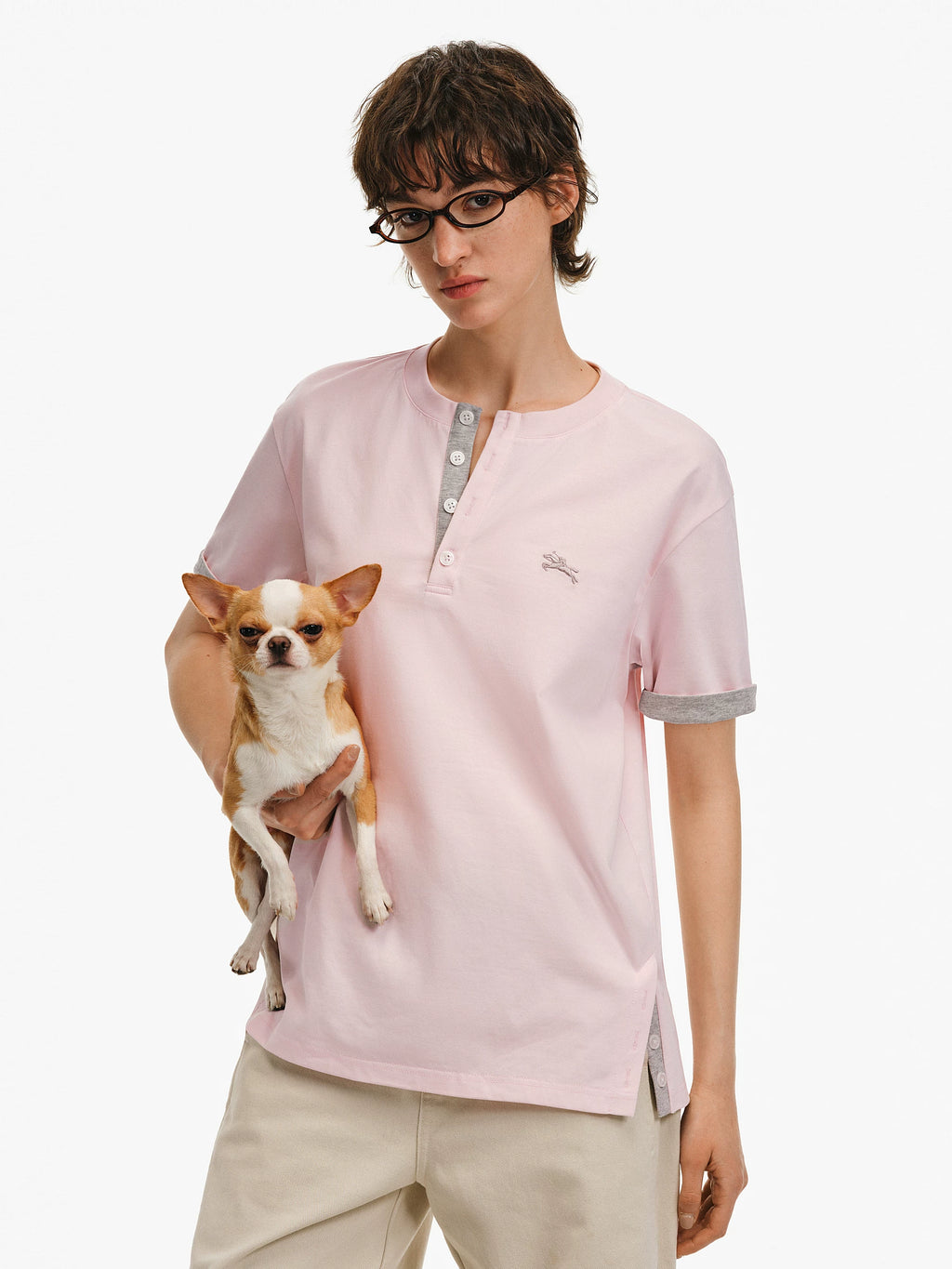Contrast Trim Henley T-Shirt