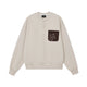 Horse Motif Color-Block Henley Sweatshirt