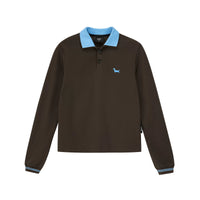 Contrast Collar Long Sleeve Polo
