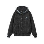 Striped Puppy Embroidered Hooded Cardigan