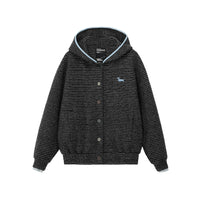 Striped Puppy Embroidered Hooded Cardigan