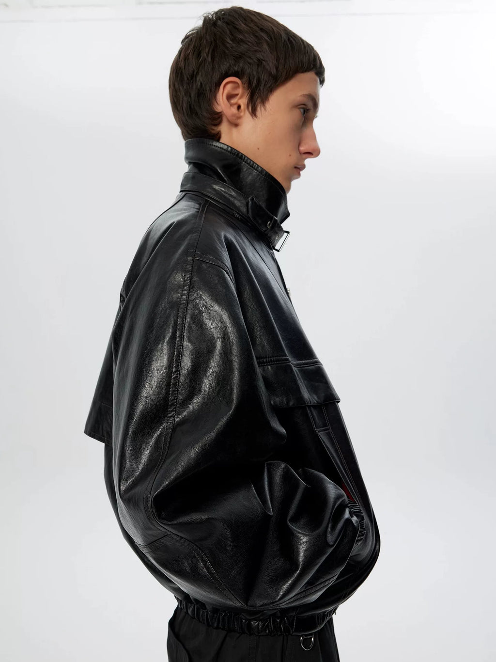 Oversized Leather Bomber Jacket