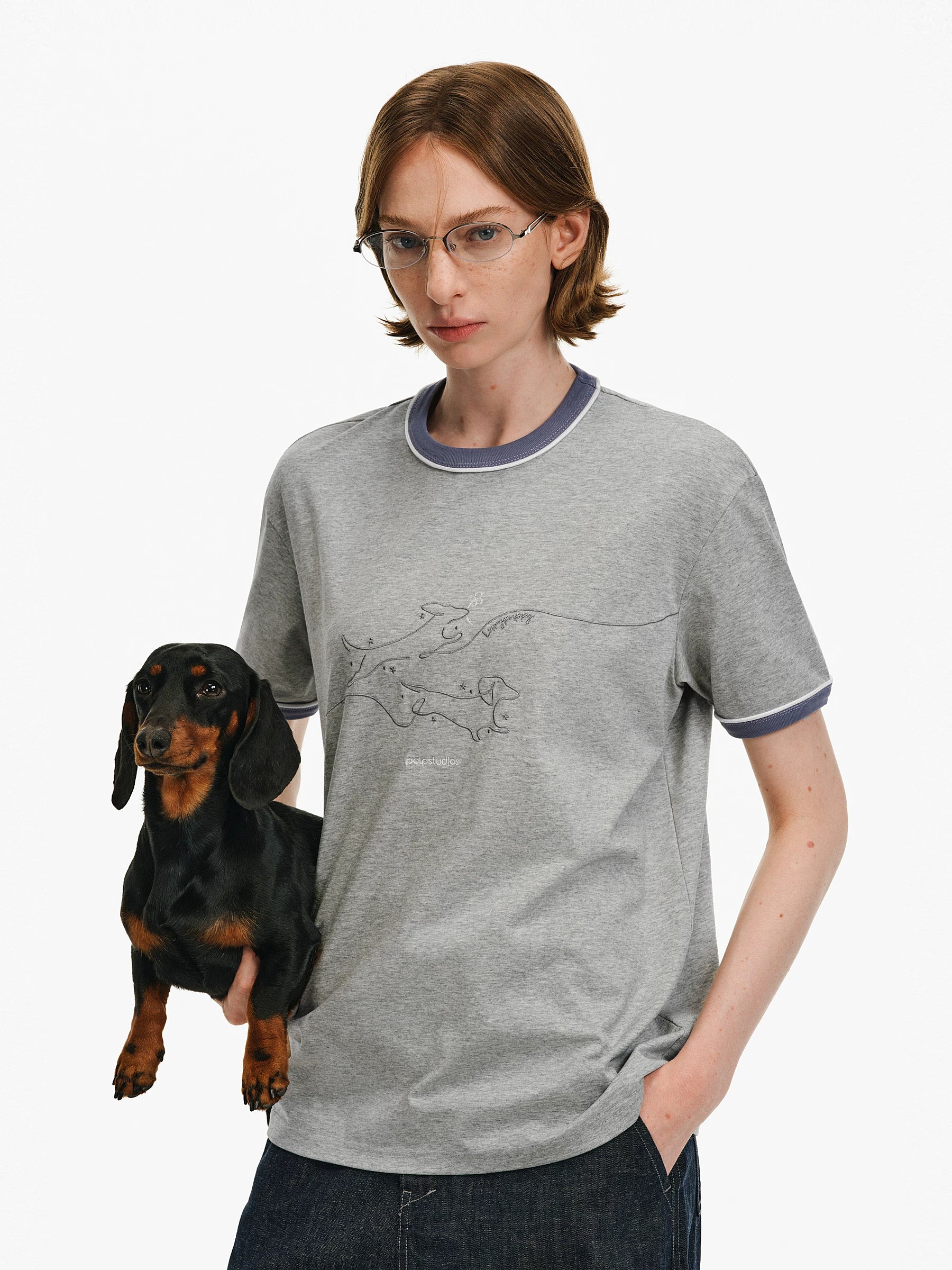 Line Art Graphic Crew Neck T-Shirt