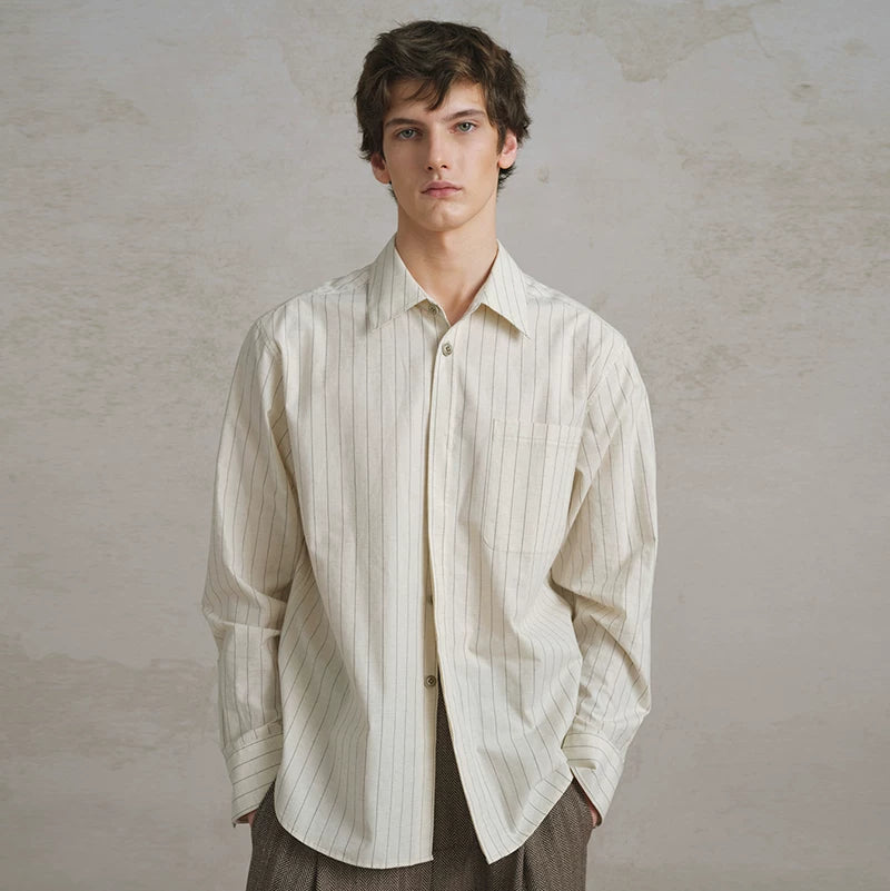Striped Cotton Linen Blend Shirt