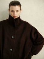 Mohair Blend Structured Peplum Coat