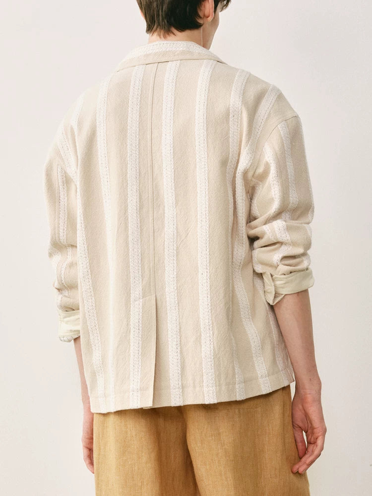 Jacquard Striped Cotton-Linen Jacket