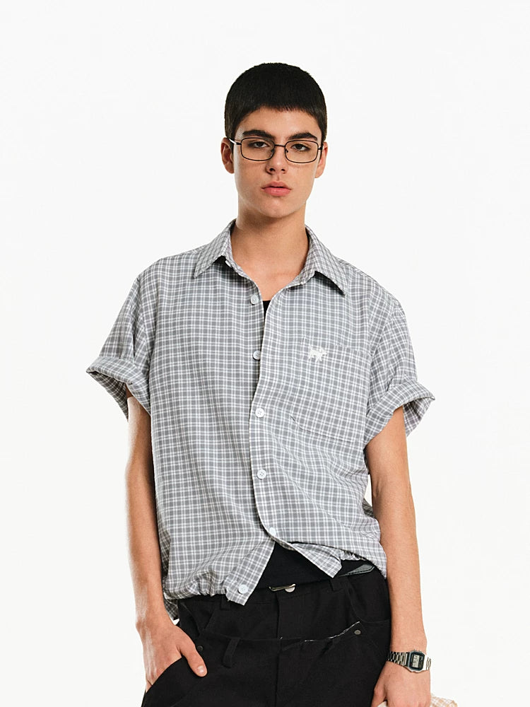 Plaid Short-Sleeve Button-Down Shirt