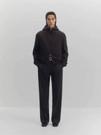 Wool Blend Full-Zip Hooded Jacket