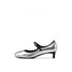 Metallic Lambskin Mary Jane Kitten Heels