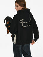 Embroidered Puppy Motif Hooded Sweatshirt