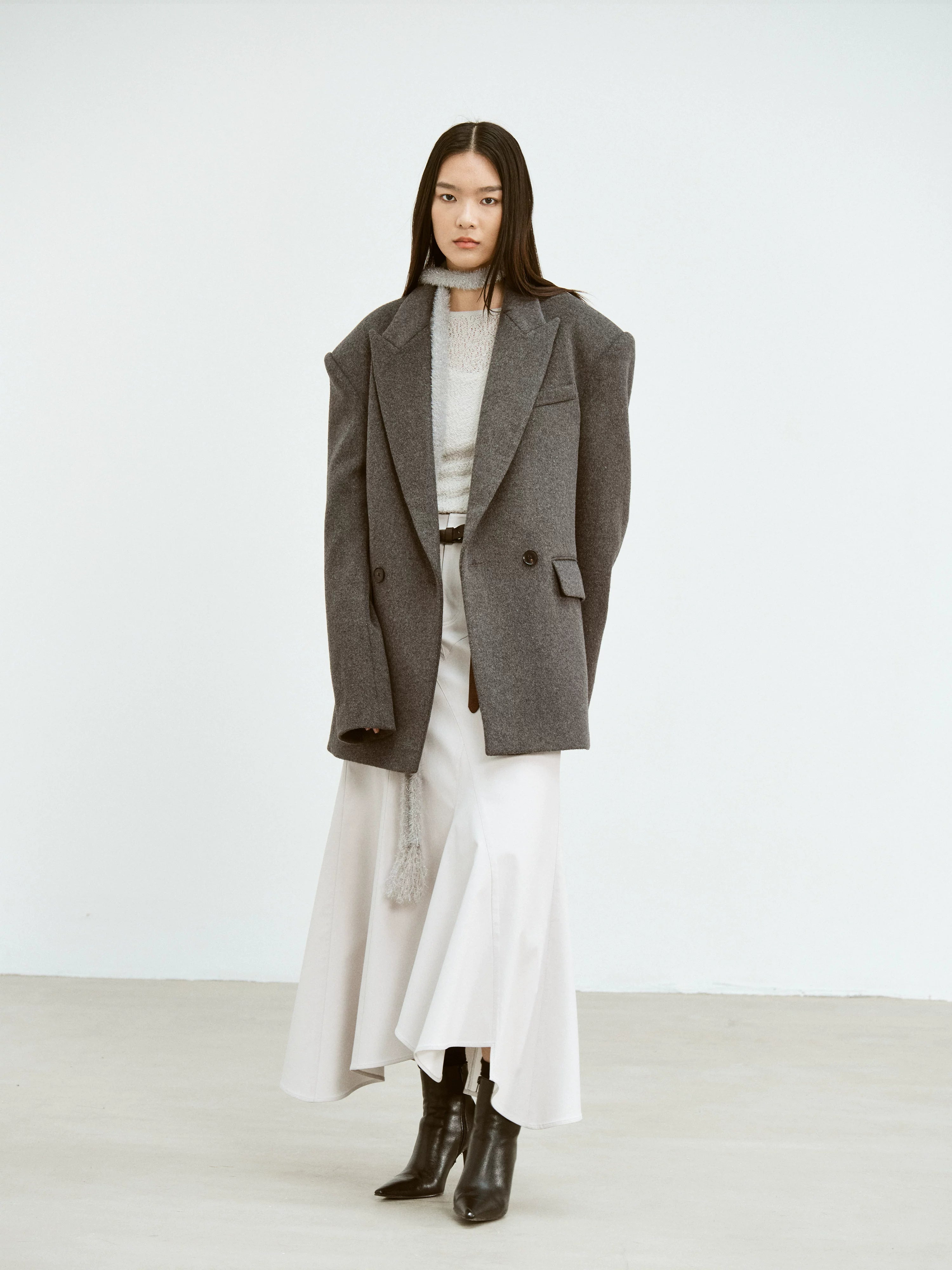 Oversized Wool Blend Tailored Blazer