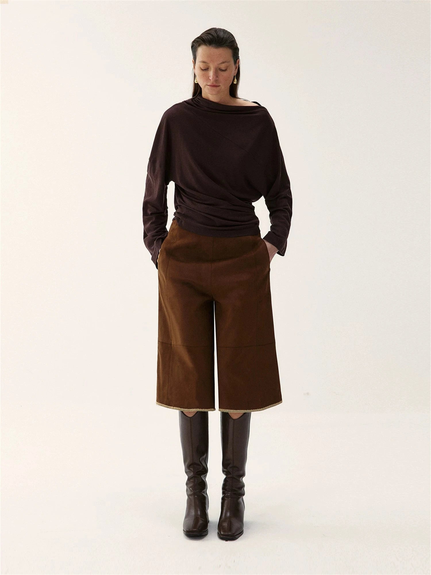 Suede Patchwork Culotte Shorts