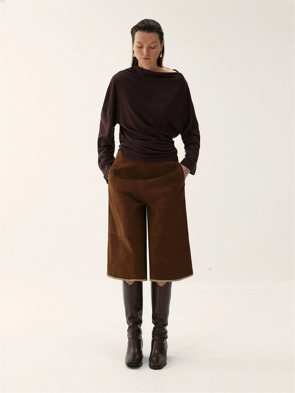 Suede Patchwork Culotte Shorts