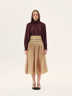 High-Waisted Pleated Midi Skirt