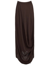 Draped Pleated Knit Maxi Dress