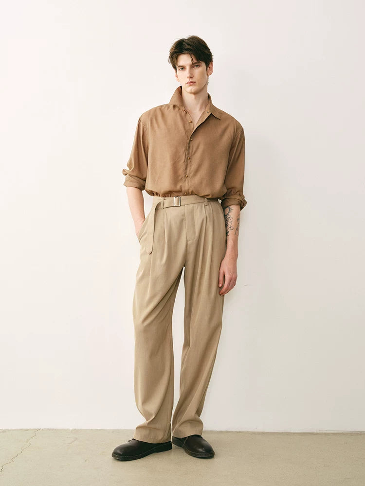 Silk Blend Textured Button-Down Shirt