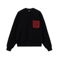 Horse Motif Color-Block Henley Sweatshirt