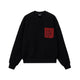 Horse Motif Color-Block Henley Sweatshirt