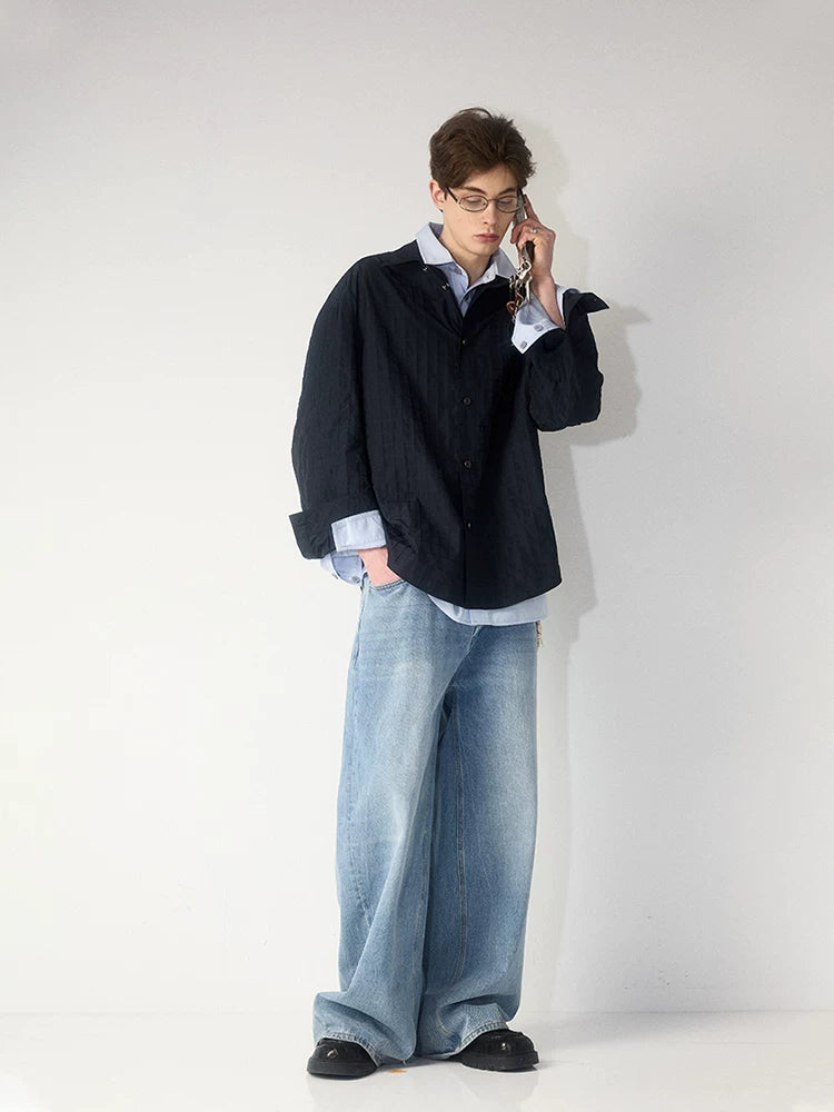Textured Oversized Layered Shirt