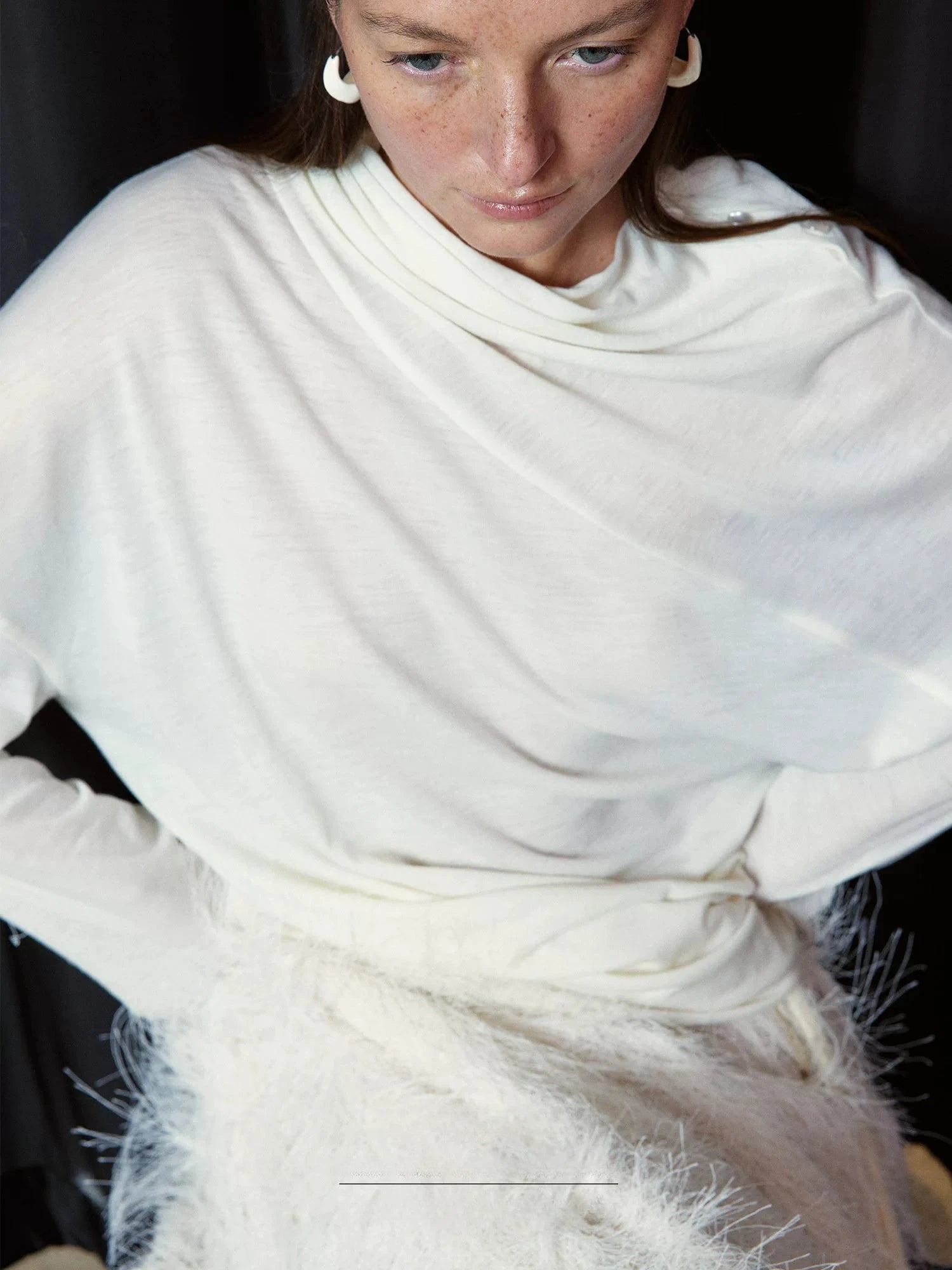 Echo Draped Wool Turtleneck Top
