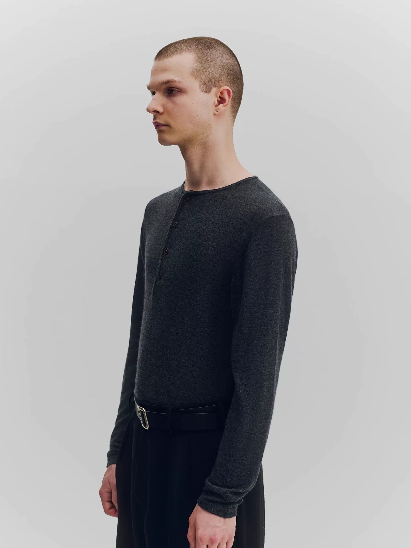 Cashmere Blend Henley Knit Sweater