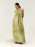 Abstract Print Halter Maxi Dress