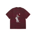 Dachshund Graphic Striped Cotton T-Shirt