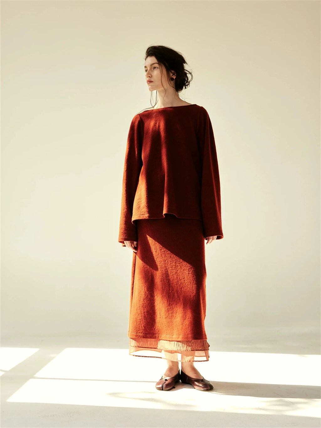 High-Waisted Straight Midi Skirt