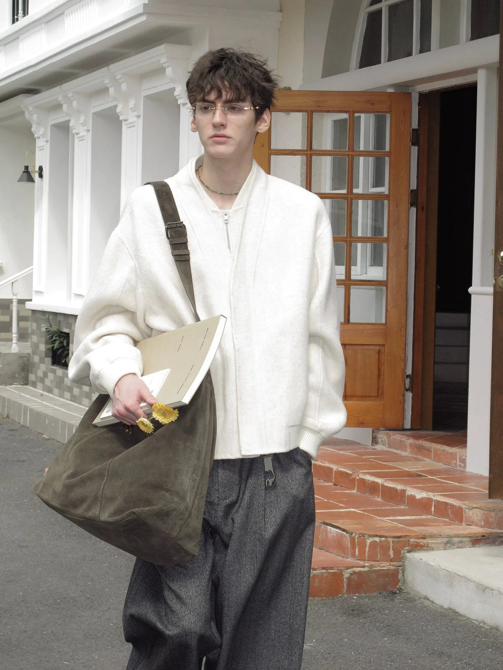 Wool Blend Layered Zip Jacket