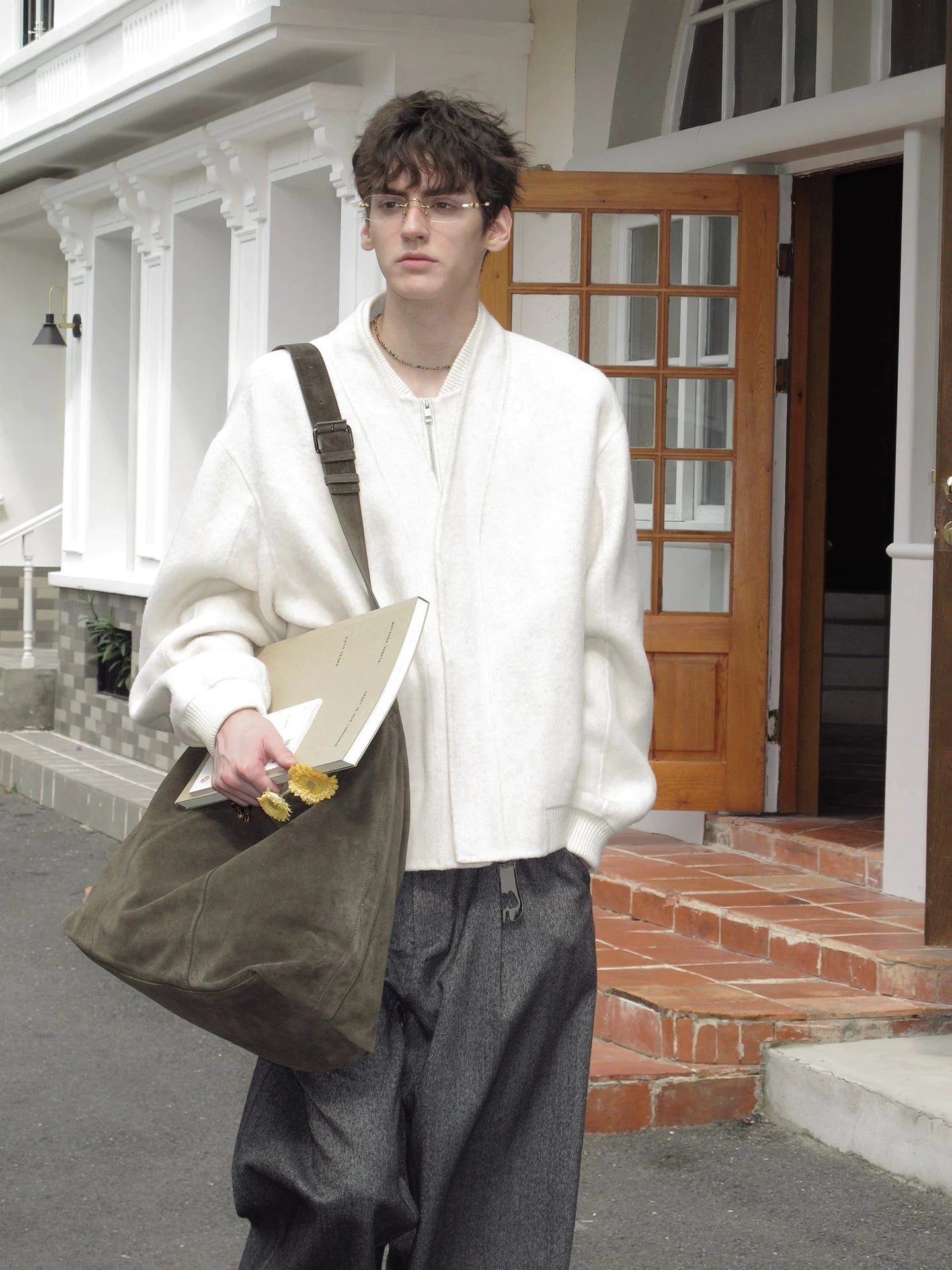 Wool Blend Layered Zip Jacket