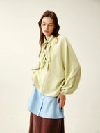 Textured Tie-Front Blouse
