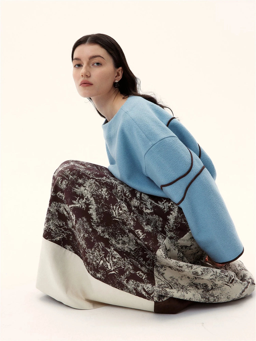 Toile De Jouy A-Line Midi Skirt