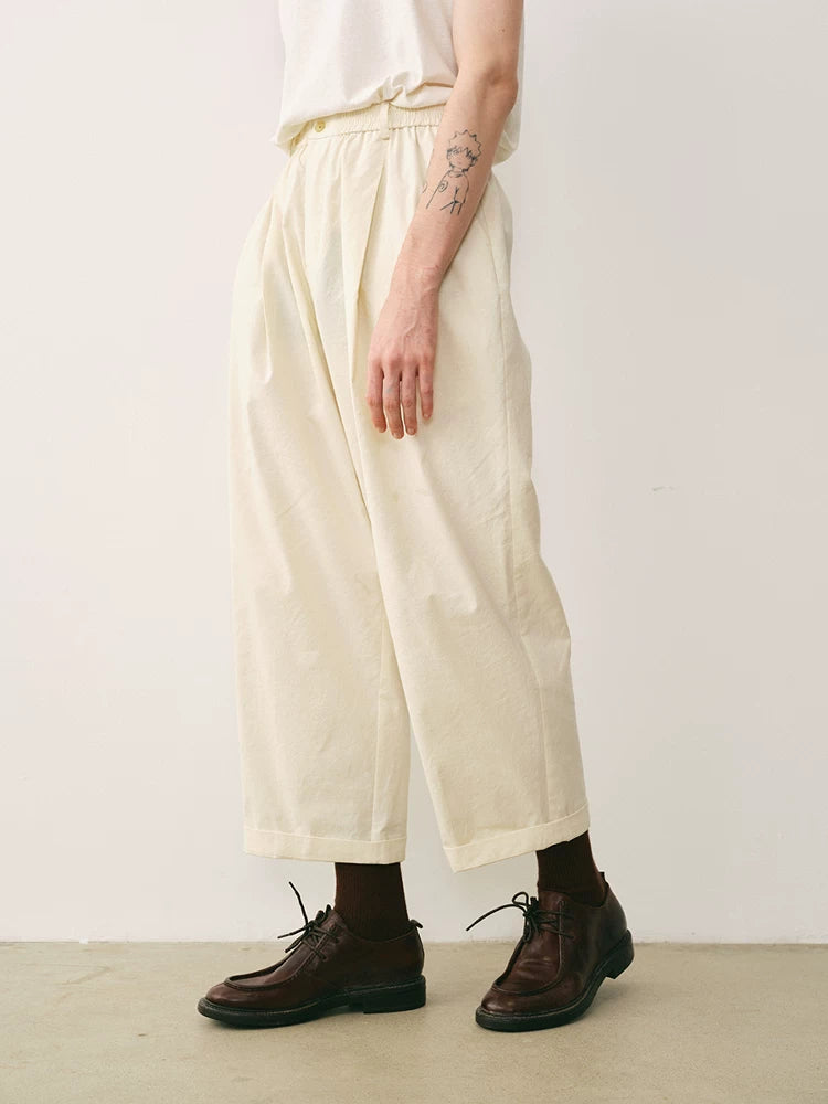 Cotton Hemp Pleated Balloon Trousers