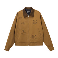 Embroidered Puppy Motif Harrington Jacket
