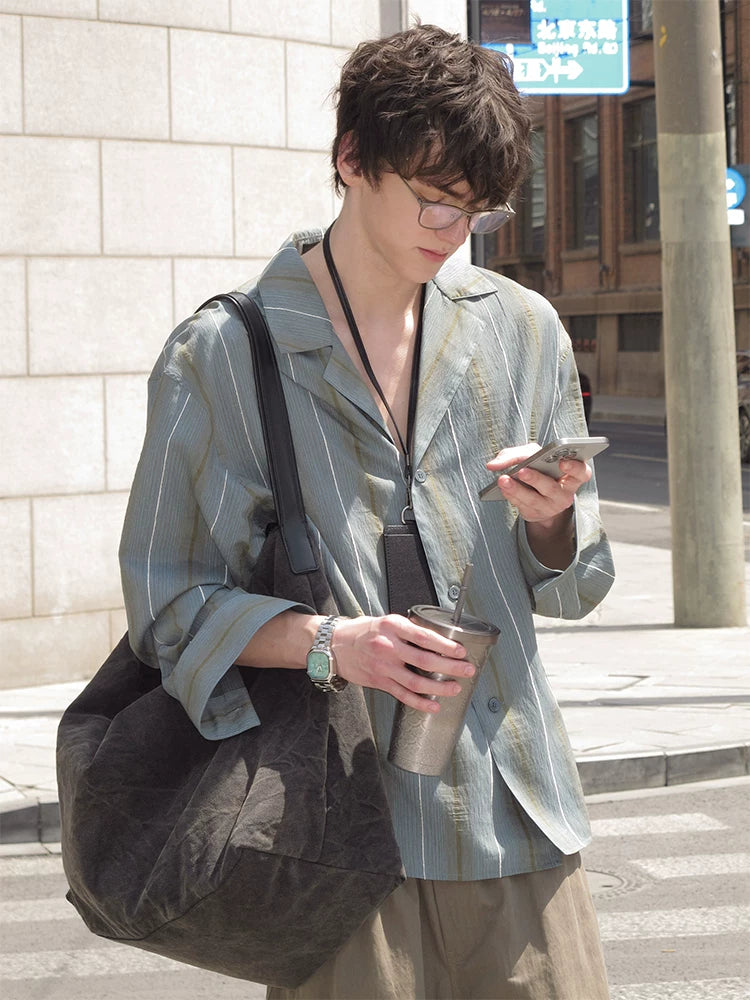 Striped Tencel Drape Shirt
