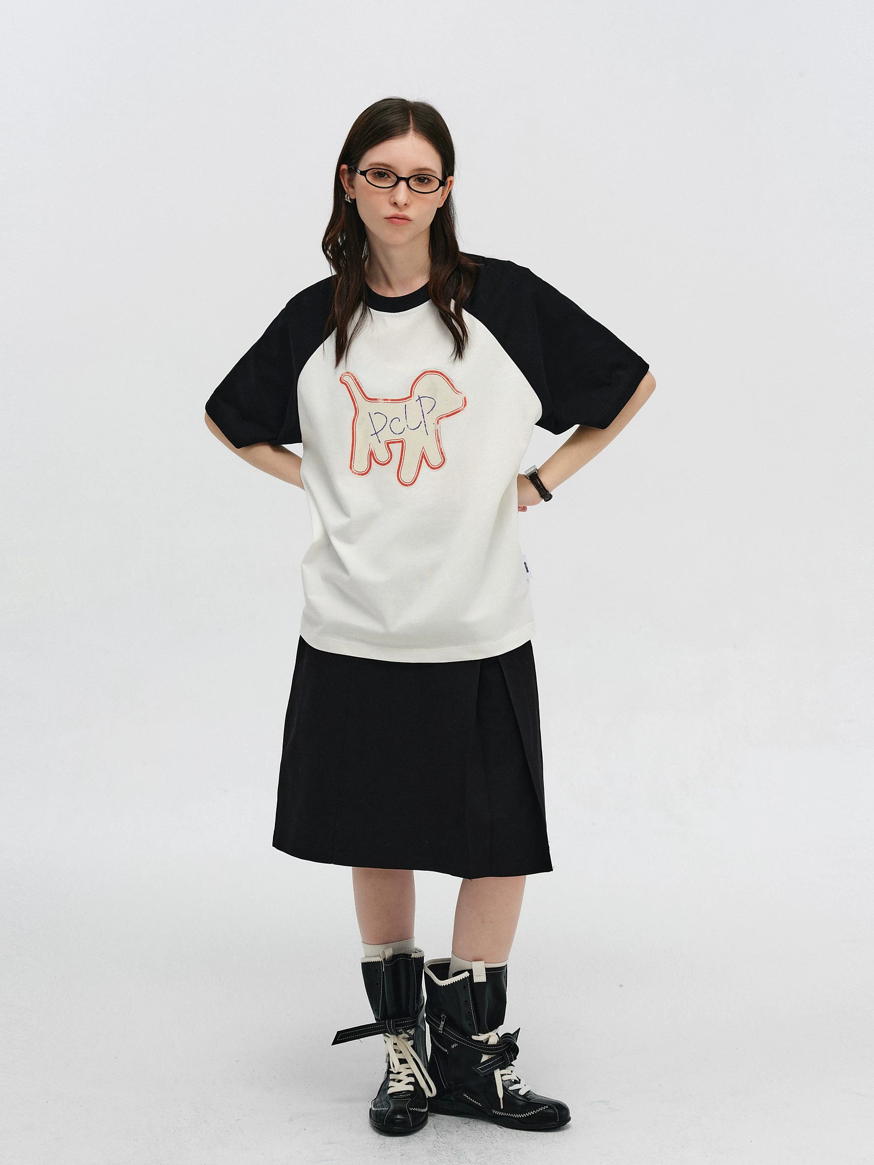 Graphic Dog Print Raglan T-Shirt