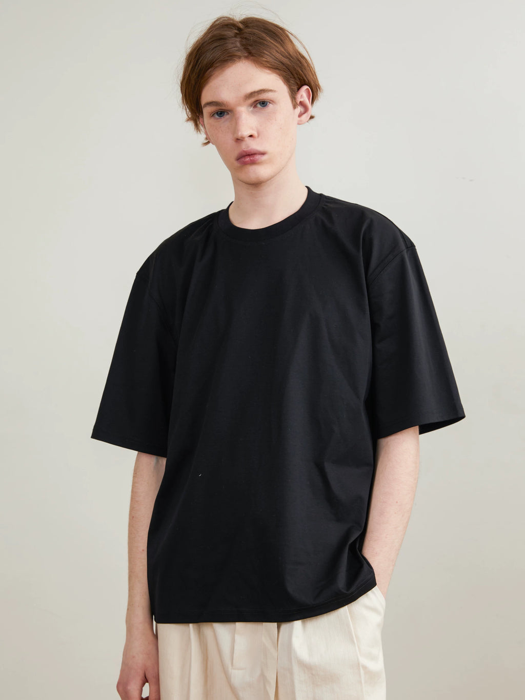 Mercerized Cotton Oversized Crew Neck T-Shirt