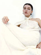 Asymmetrical Twist Neck Maxi Dress