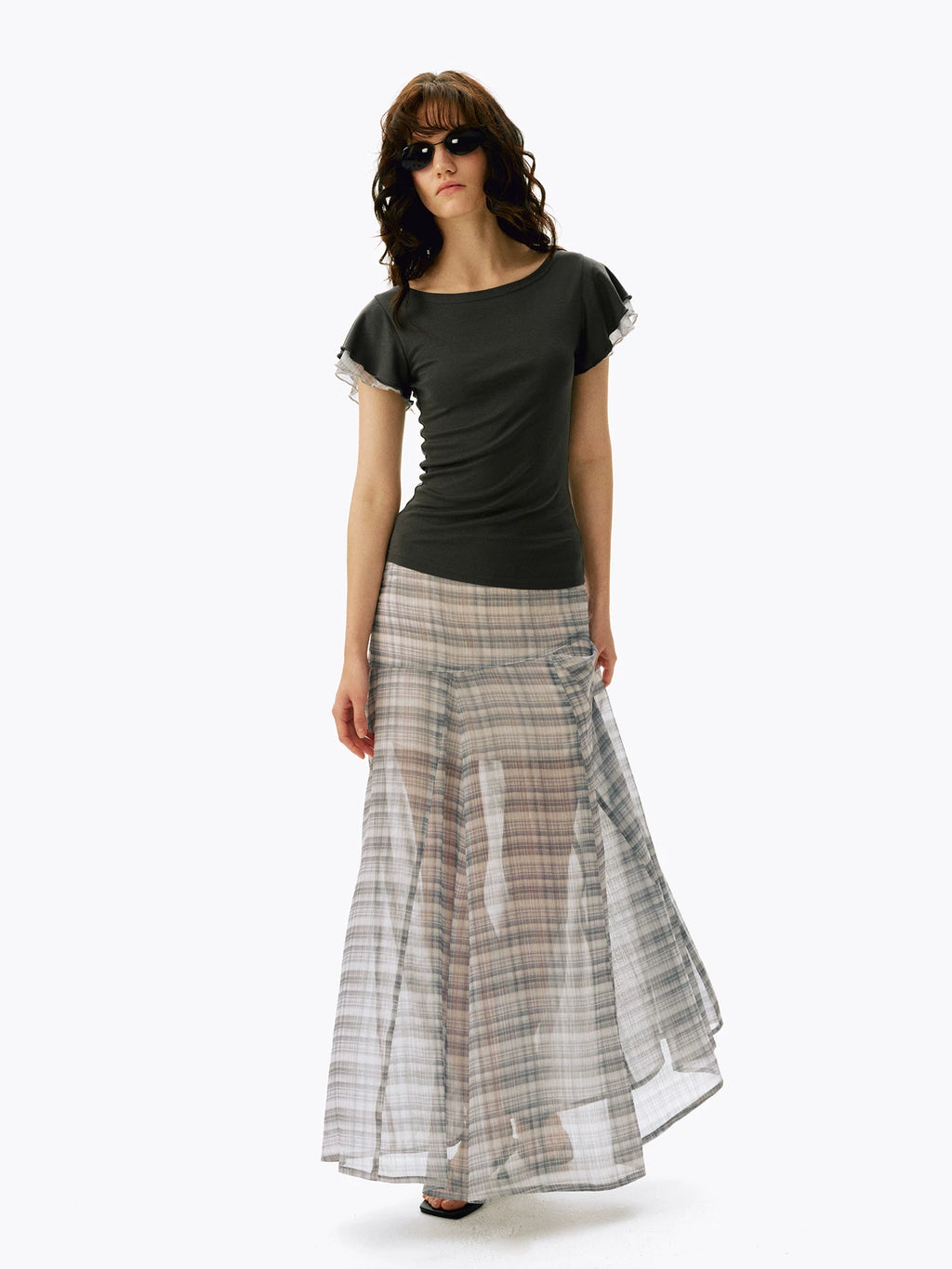 Flutter Sleeve Lyocell Slim T-Shirt