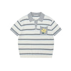 Snoopy Embroidered Striped Knit Polo